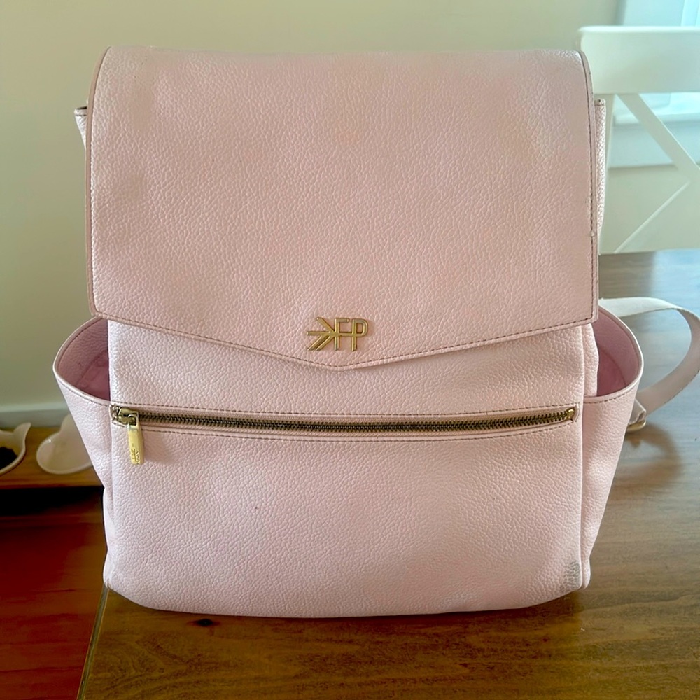 Well loved Freshly Picked Pink Leather Baby Backpack Diaper Bag